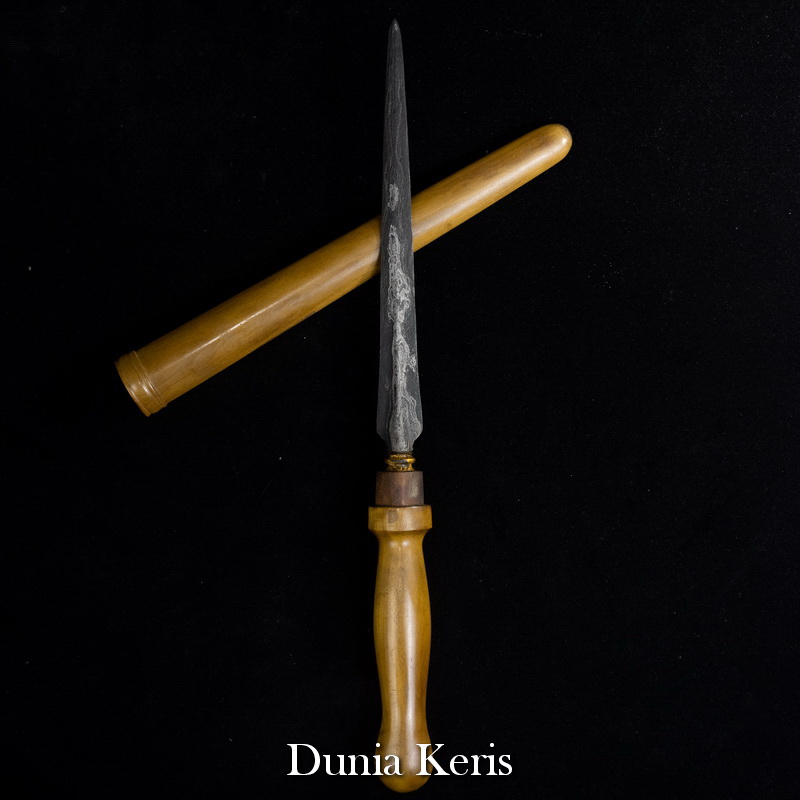 Tombak Khudup Melati Kinatah Emas Pamor Pulo Tirto